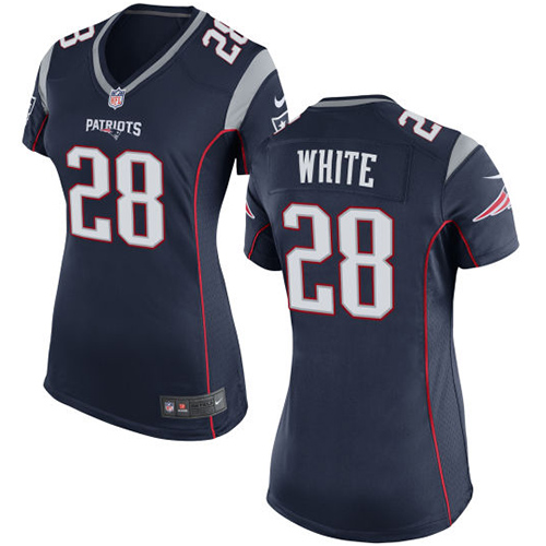 Women's Game James White Nike Jersey Navy Blue Home - #28 NFL New England Patriots